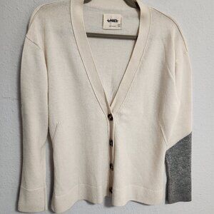 Label | Cream Merino Cashmere Cardigan Intarsia Sweater Small